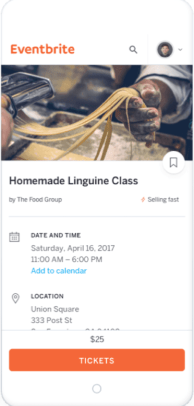 Eventbrite App Preview - Software for digital businesses