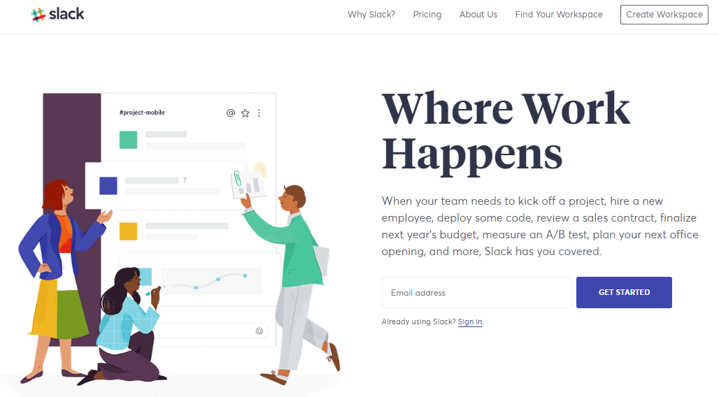 Slack Homepage - Software Digital Businesses