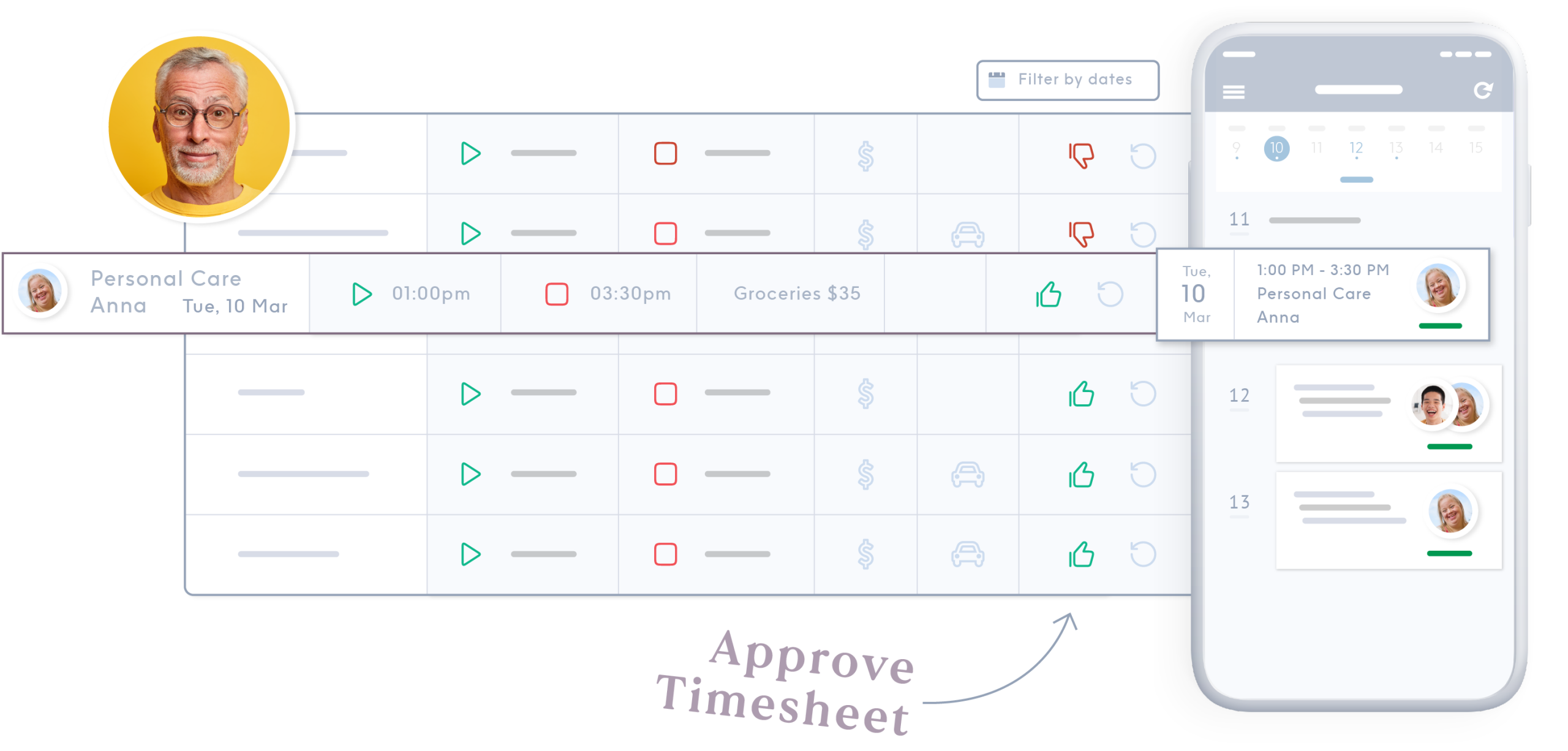 Logging in shift times and approving timesheets for disability support providers on ShiftCare