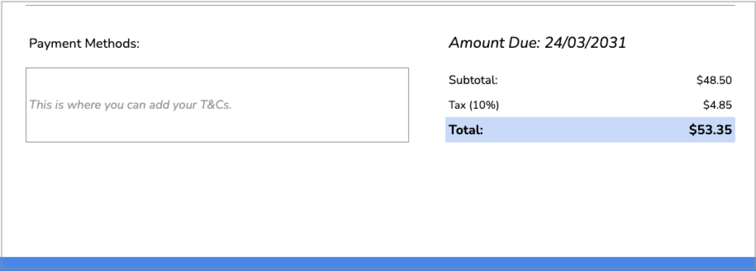 NDIS Invoice Template - Payment date and details - ShiftCare Invoicing software